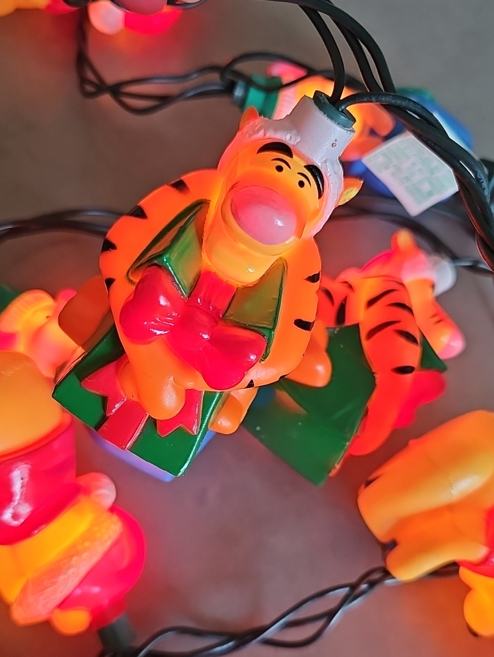 Vintage Disney Winnie The Pooh 10 Count Christmas String Lights *Working